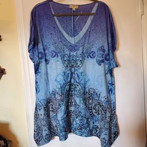 One world style live and let live 2x tapered flowing short sleeve shirt